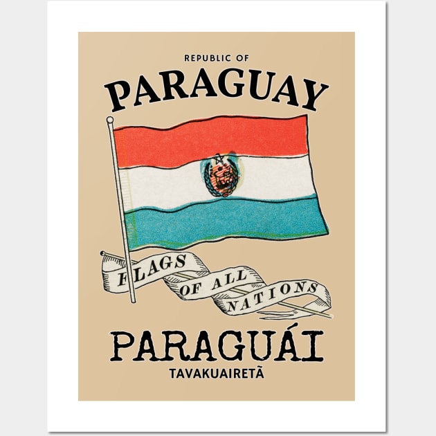 Vintage Flag of Paraguay Wall Art by KewaleeTee